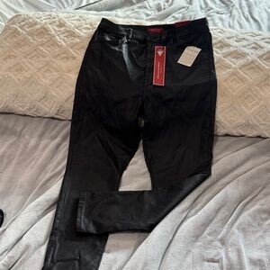 Guess Jet Black Faux Leather skinny pants
